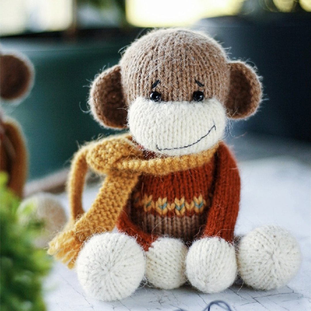 Cute knitted monkey  DIY. Pattern in PDF format. Amigurumi Animal Tutorial. - 手工艺教程/工具书 - 其他材质 