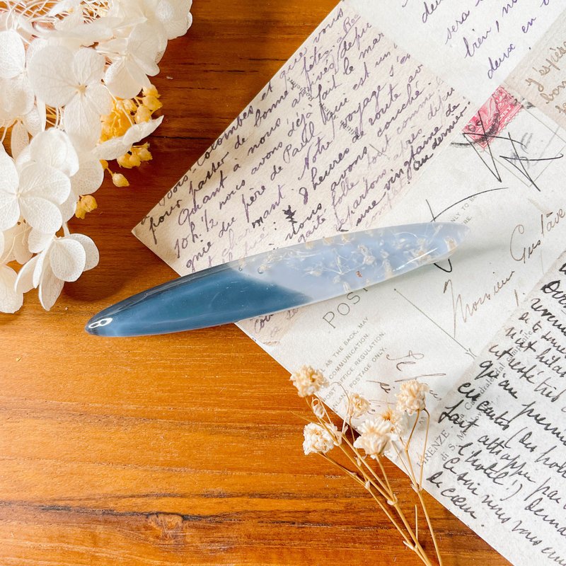 莫兰迪色系 深蓝&灰蓝 碎花 撞色 椭圆款  鸭嘴夹/发夹 - 发饰 - 植物．花 蓝色