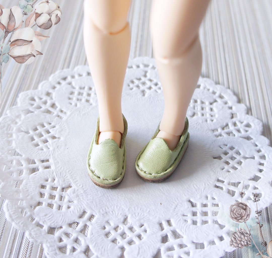 Green shoes for Blythe dolls, Handmade shoes for Blythe, Doll footwear - 玩偶/公仔 - 真皮 绿色
