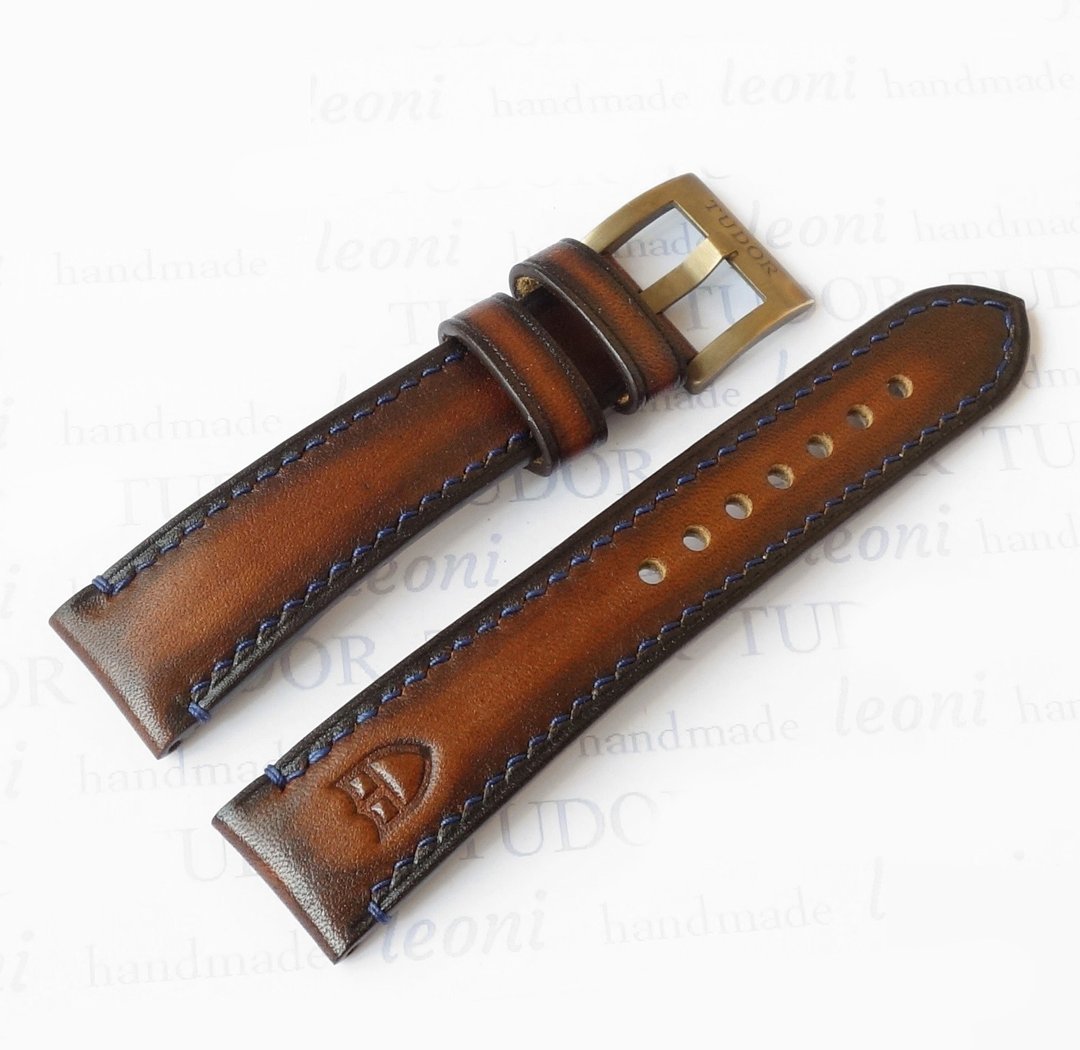 Vintage Brown Watchband for Tudor watch, genuine leather - 表带 - 真皮 咖啡色