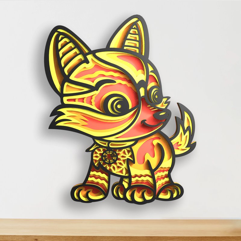 用于 Cricut 的 Fox Cub 多层 SVG 文件、用于家居装饰面板的激光 - 图文模板设计 - 其他材质 