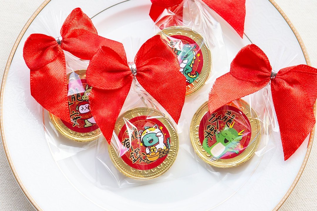 开春小礼品 龙年祝福语 女王金币巧克力 |过年 喜气 年节 糖果 钱 - 巧克力 - 新鲜食材 金色