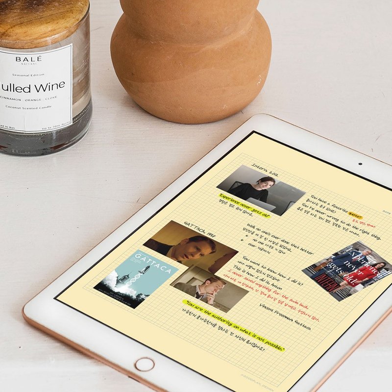 方格紙柵格筆記本 notes vocabulary 黃黃的 - 图文模板设计 - 其他材质 