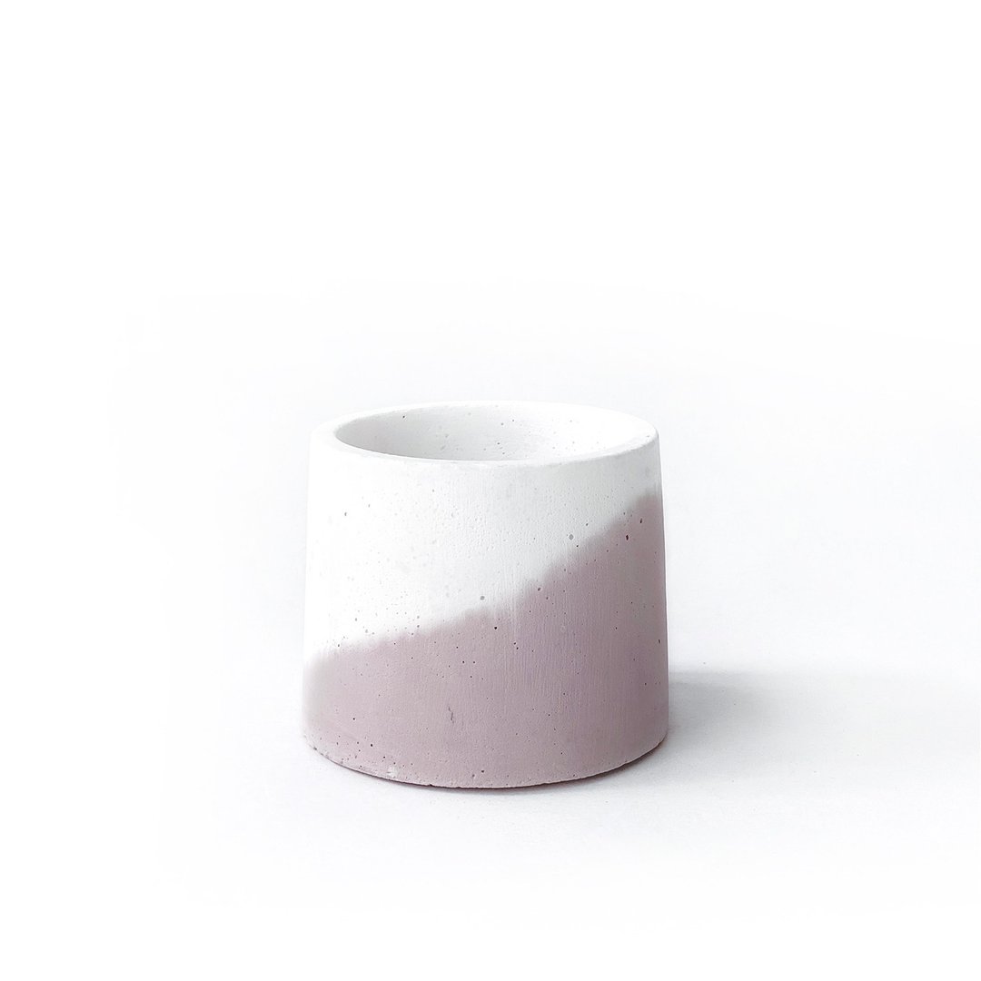 莫兰迪粉系列 | 圆形双色水泥盆器 可搭配同色底盘 - 花瓶/陶器 - 水泥 粉红色
