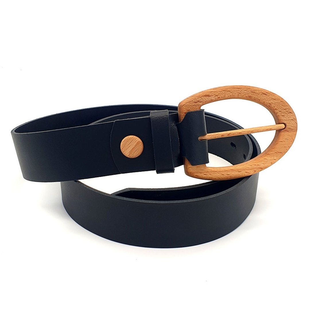 Wood Belt Serengeti Clever 403 - 榉木黑色绒面皮革皮带 - 皮带/腰带 - 木头 黑色