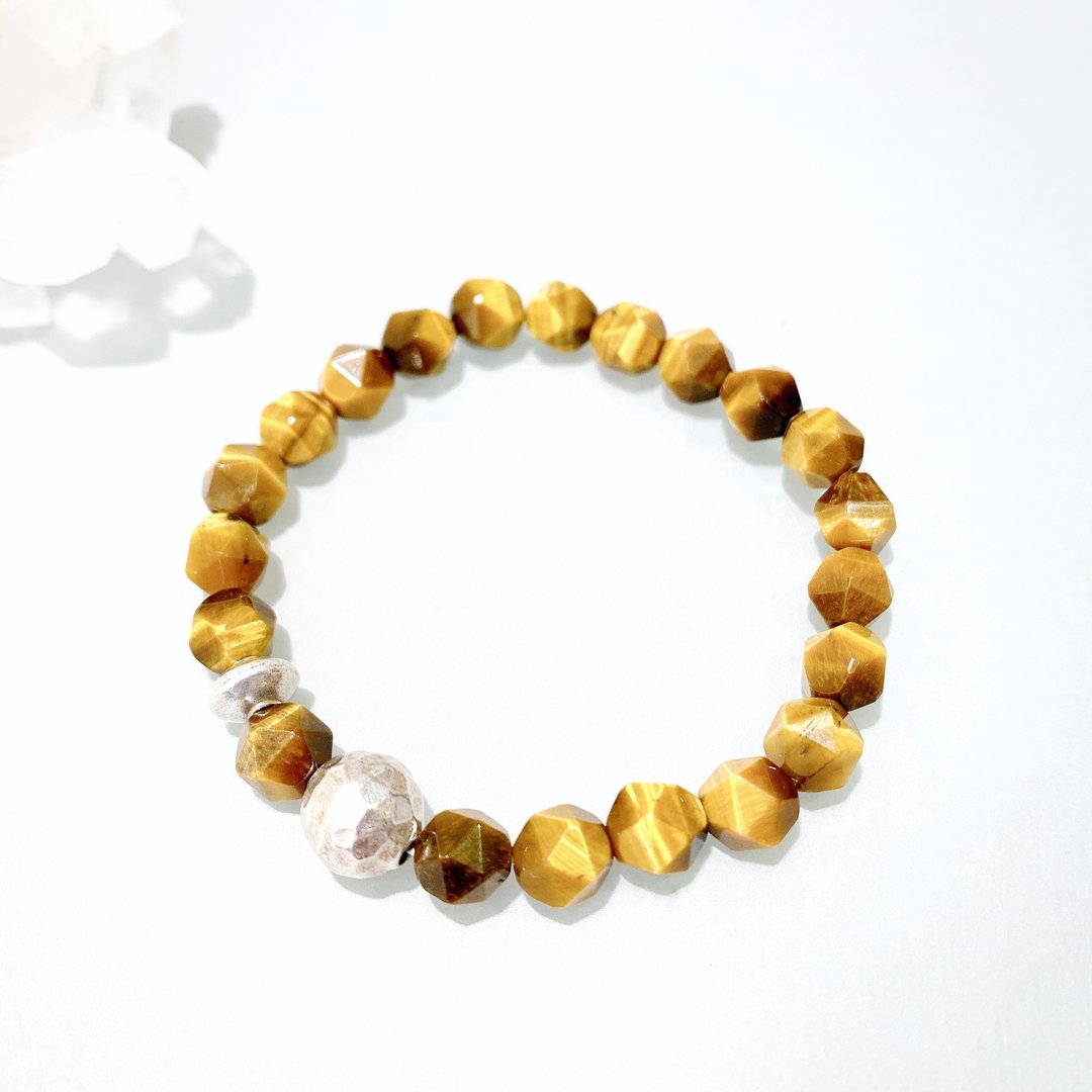 Ops silver bracelet-虎眼石/纯银/手链/银/个性 - 手链/手环 - 宝石 金色