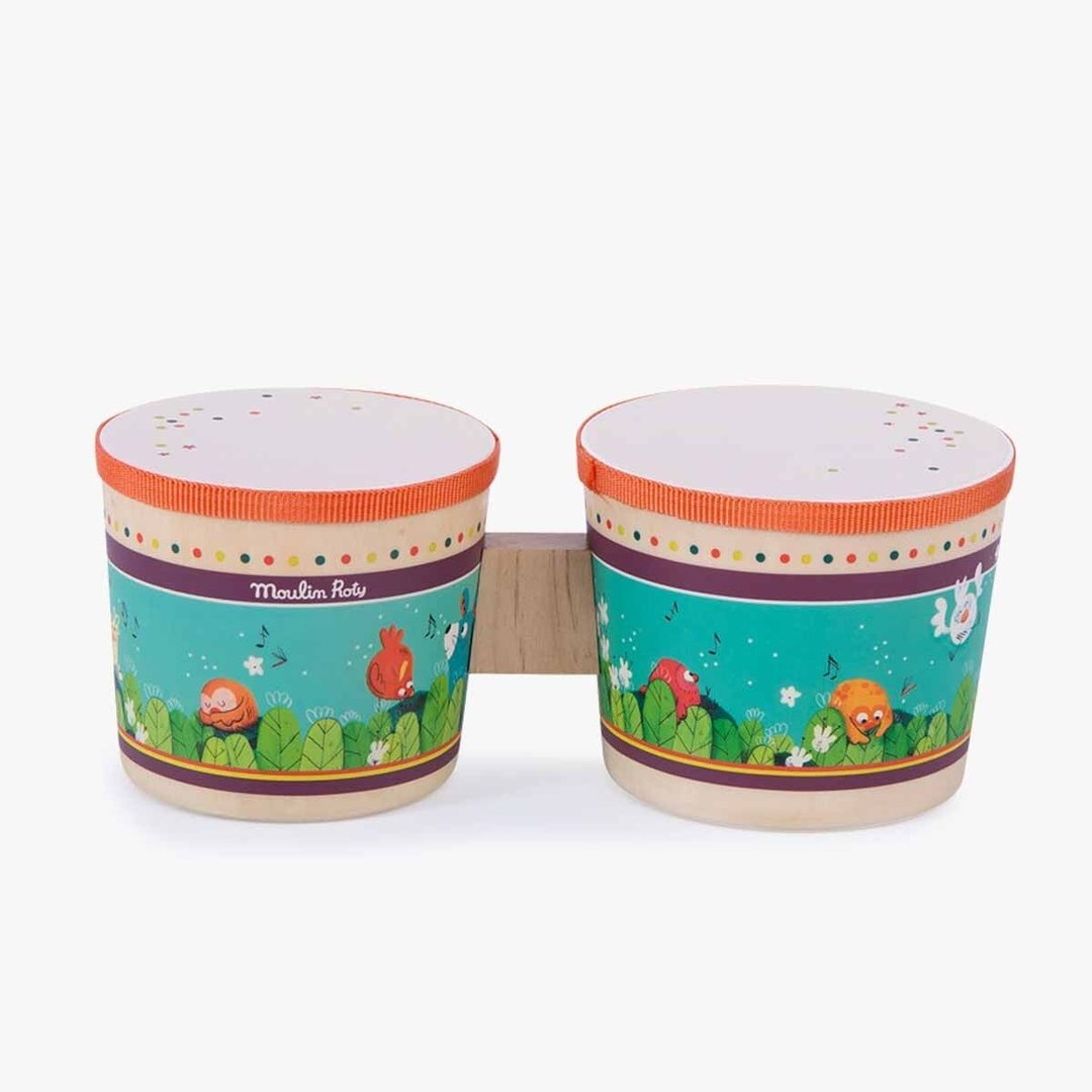 法国 Moulin Roty 丛林冒险儿童木制邦戈鼓 25.5x10cm - 玩具/玩偶 - 纸 多色