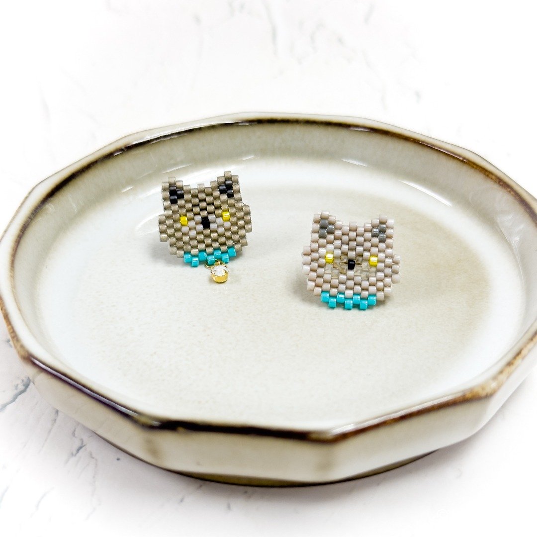 British Shorthair 英国短毛猫 Miyuki 耳环 - 耳环/耳夹 - 塑料 多色