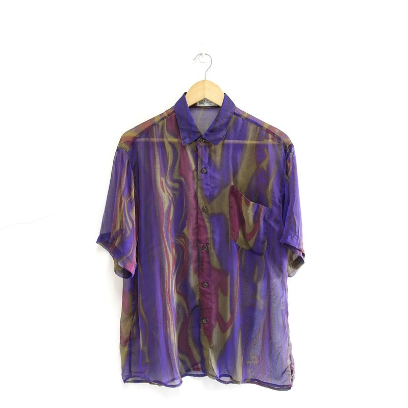 │Slowly│迷幻摇滚-古着衬衫│vintage.复古.文艺 - 男装衬衫 - 聚酯纤维 多色