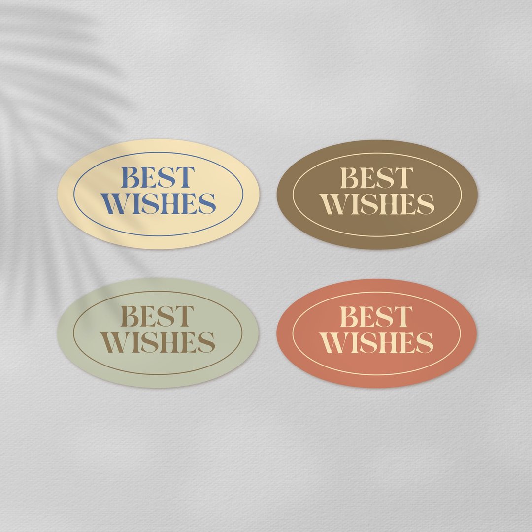 【万用贴纸】 BEST WISH 万用送礼_椭圆贴 - 贴纸 - 纸 多色