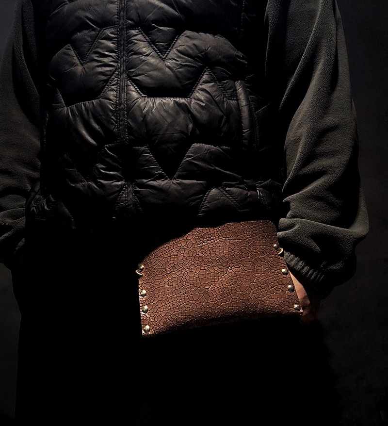 无盖挂钩腰包 - 化妆包/杂物包 - 真皮 咖啡色