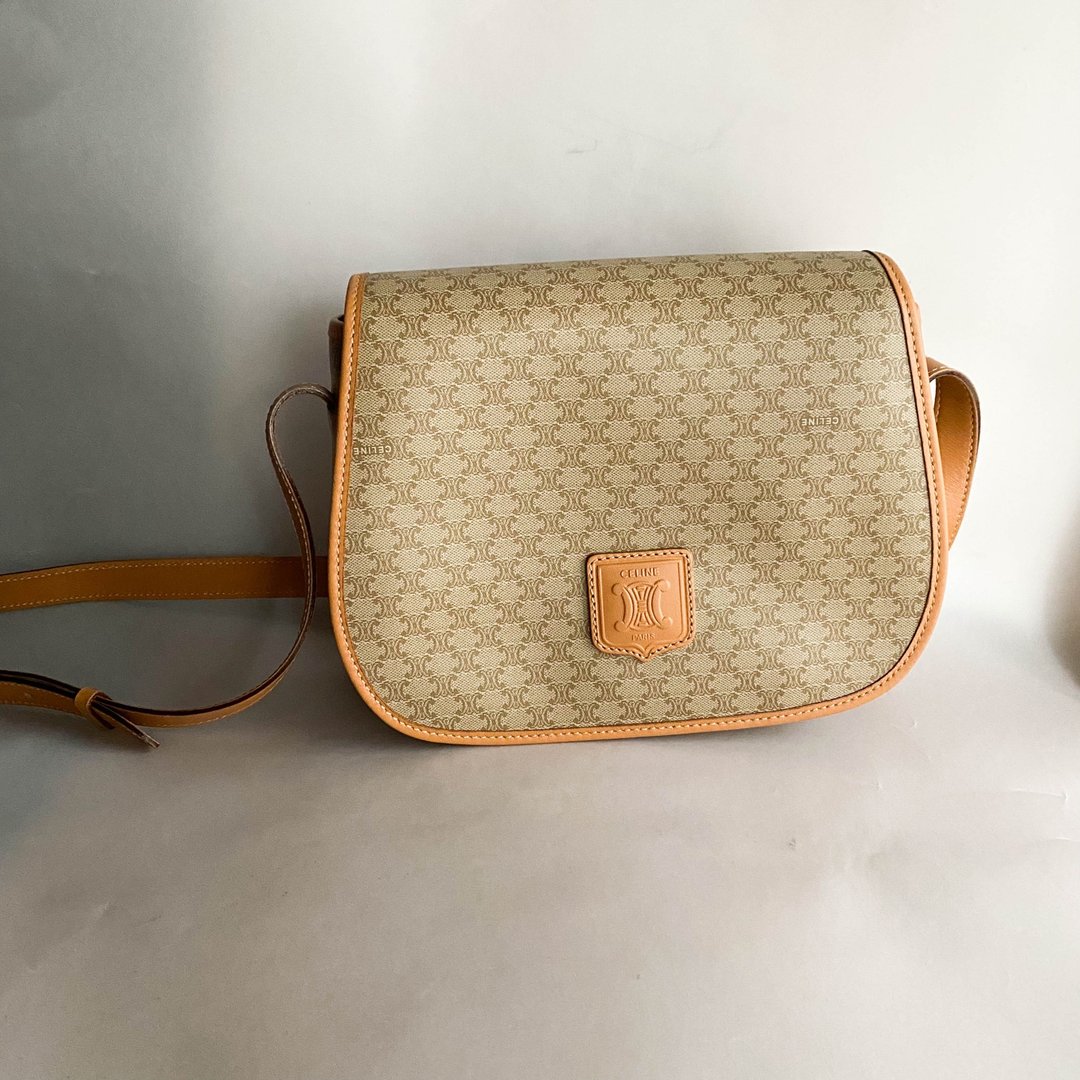 中古包Celine赛琳│老花│斜背包│古着包│侧背包│女友礼物 - 手提包/手提袋 - 真皮 咖啡色