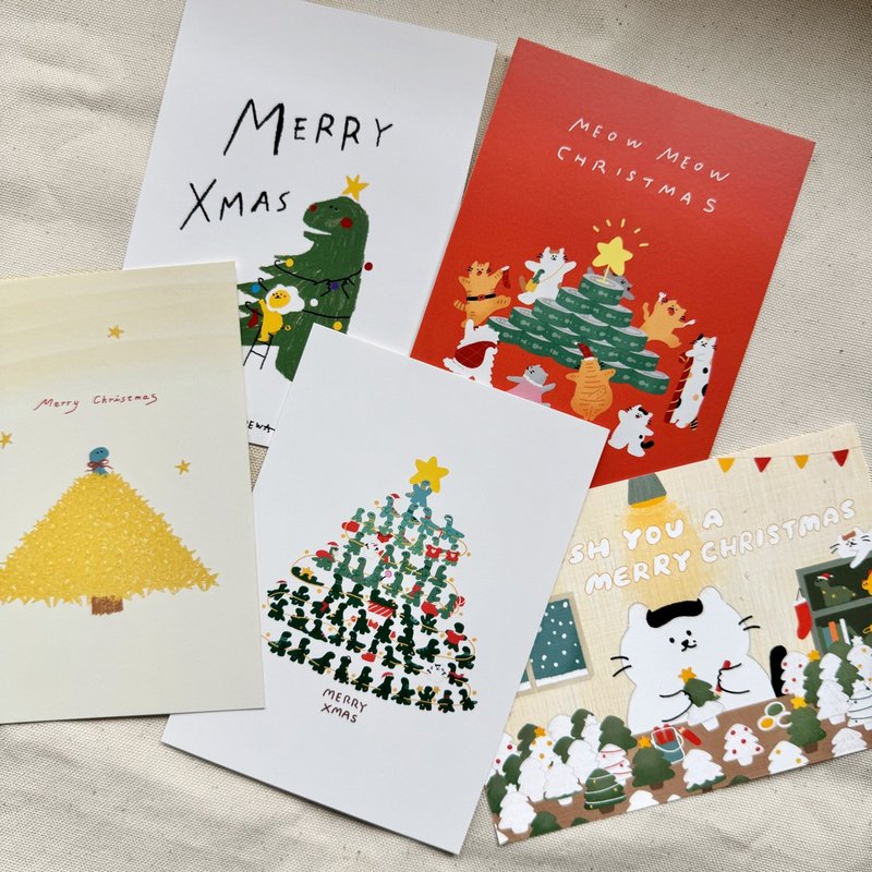 圣诞卡片 / 恐龙 / 猫-五款 - 卡片/明信片 - 纸 白色