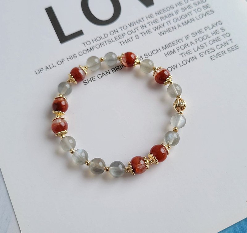 银色月光 //红兔毛聚宝盆、银月光 14k包金配饰 - 手链/手环 - 水晶 多色