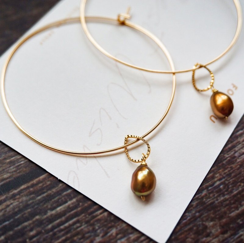淡水巴洛克珍珠优雅日系手工大耳圈cocoshnik风 - 耳环/耳夹 - 珍珠 