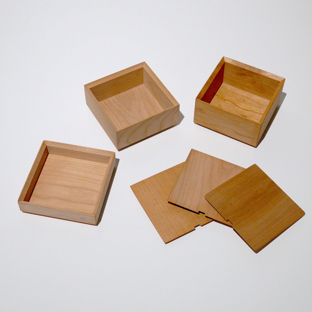 Black cherry Square Box Set (3 types) - 收纳用品 - 木头 咖啡色
