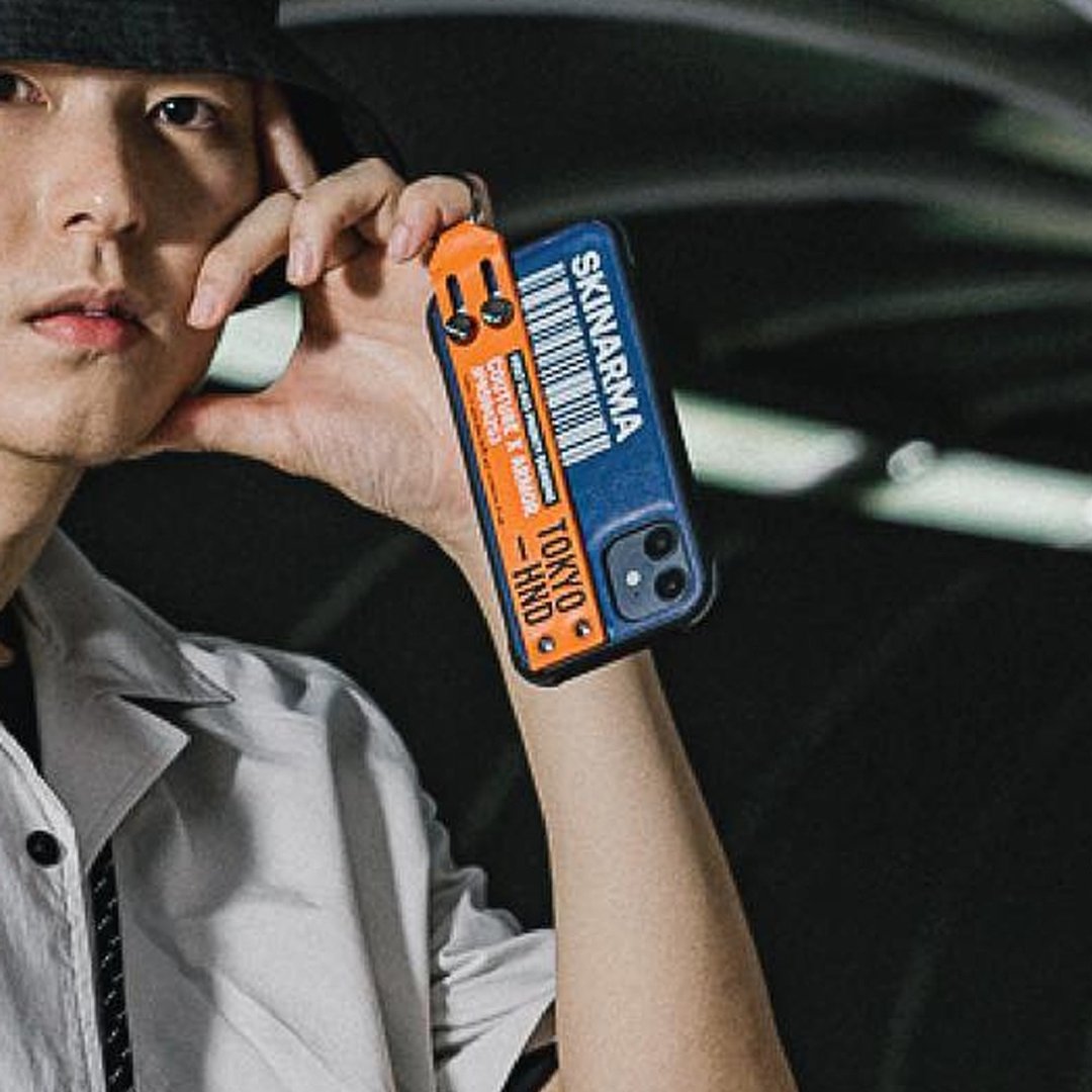 iPhone 11 Pro Bando 设计腕带支架手机防摔保护壳-橘蓝 - 手机壳/手机套 - 塑料 橘色
