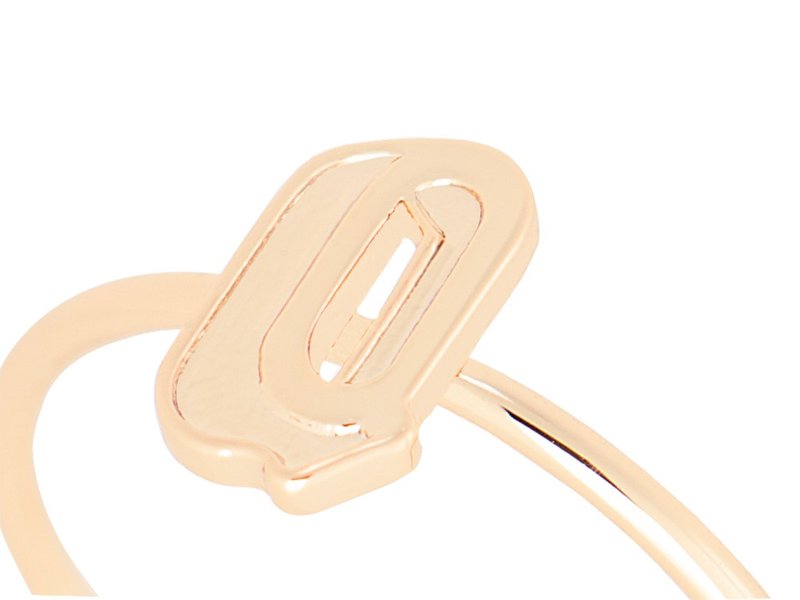 英文字母 Q 纯银镀金戒指 (单只) - 戒指 - 纯银 金色