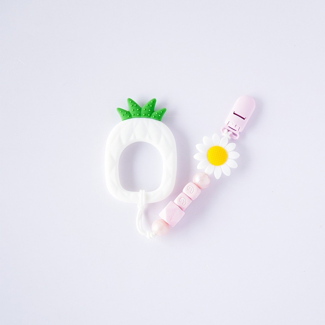 6颗 CC 向日葵 白色旺来固齿器 / 定制化奶嘴链 - 玩具/玩偶 - 其他材质 多色