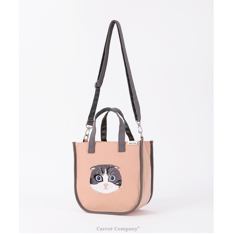 Legato Largo NEKO 刺绣立体可爱猫咪 2-WAY 两用侧背包小手袋 粉红 - 侧背包/斜挎包 - 尼龙 粉红色