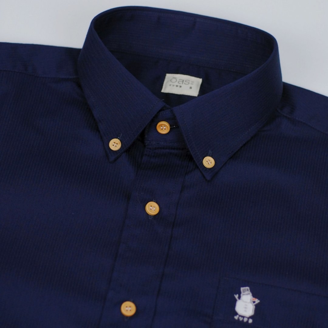 (SIZE S) SNOWMAN // navy // men shirt slim fit - 男装衬衫 - 棉 蓝色
