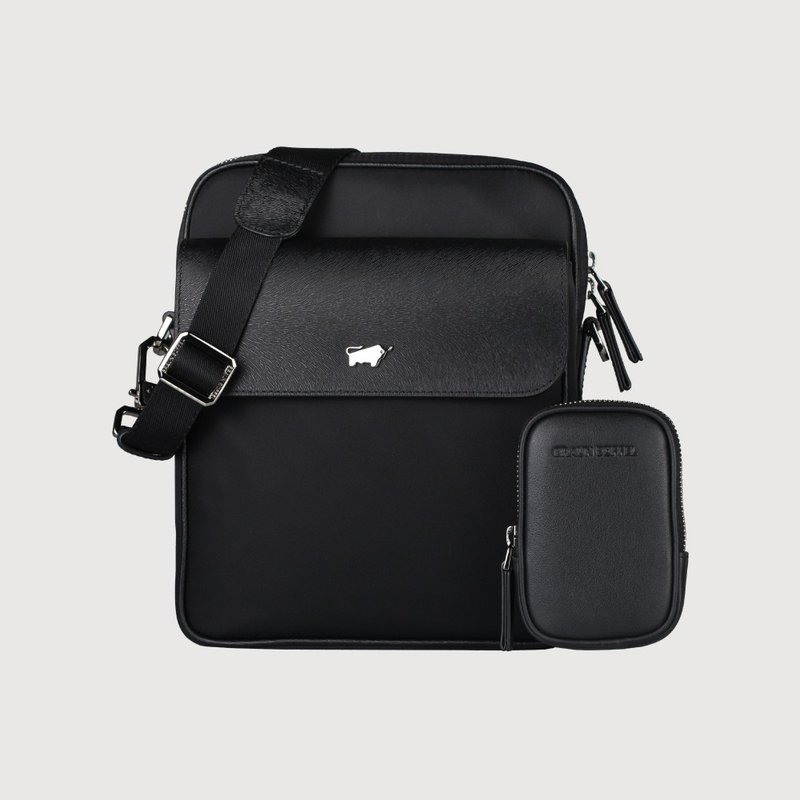 【免费升级送礼包装】诺曼德 直式斜背包-黑色/BF563-17-BK - 侧背包/斜挎包 - 真皮 黑色