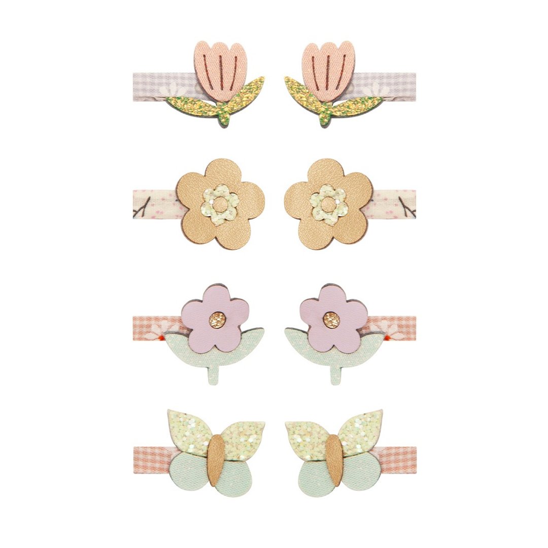 英国Mimi & Lula_SS25_梦幻花园_花花蝴蝶迷你发夹8入 - 发饰 - 聚酯纤维 