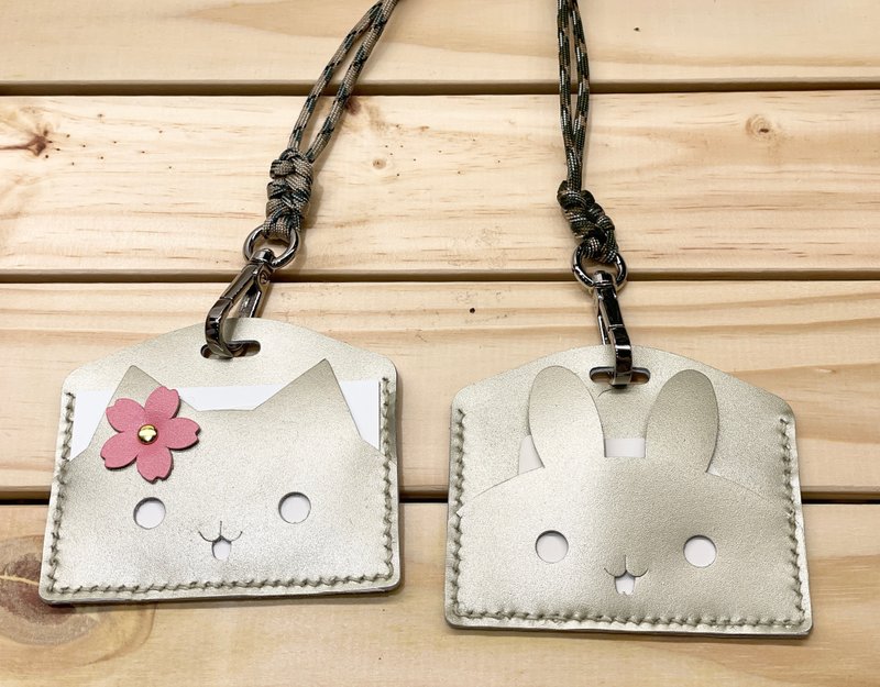 金色真皮樱花兔兔猫咪造型证件套情人节礼物礼品推荐礼物女 - 证件套/卡套 - 真皮 金色