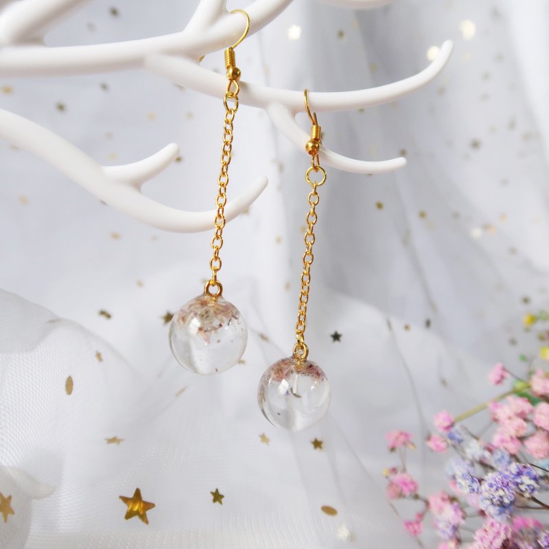 藕灰花 耳环 - 耳环/耳夹 - 树脂 