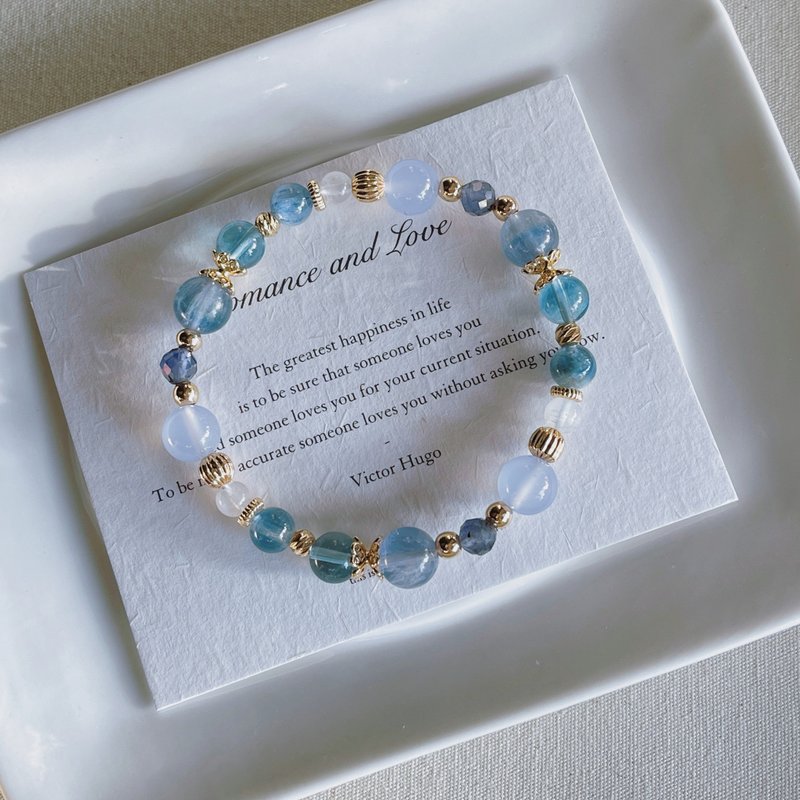 贝加尔湖丨萤石+蓝纹玛瑙丨内在安定 灵感洞察丨定制化水晶手链 - 手链/手环 - 水晶 蓝色