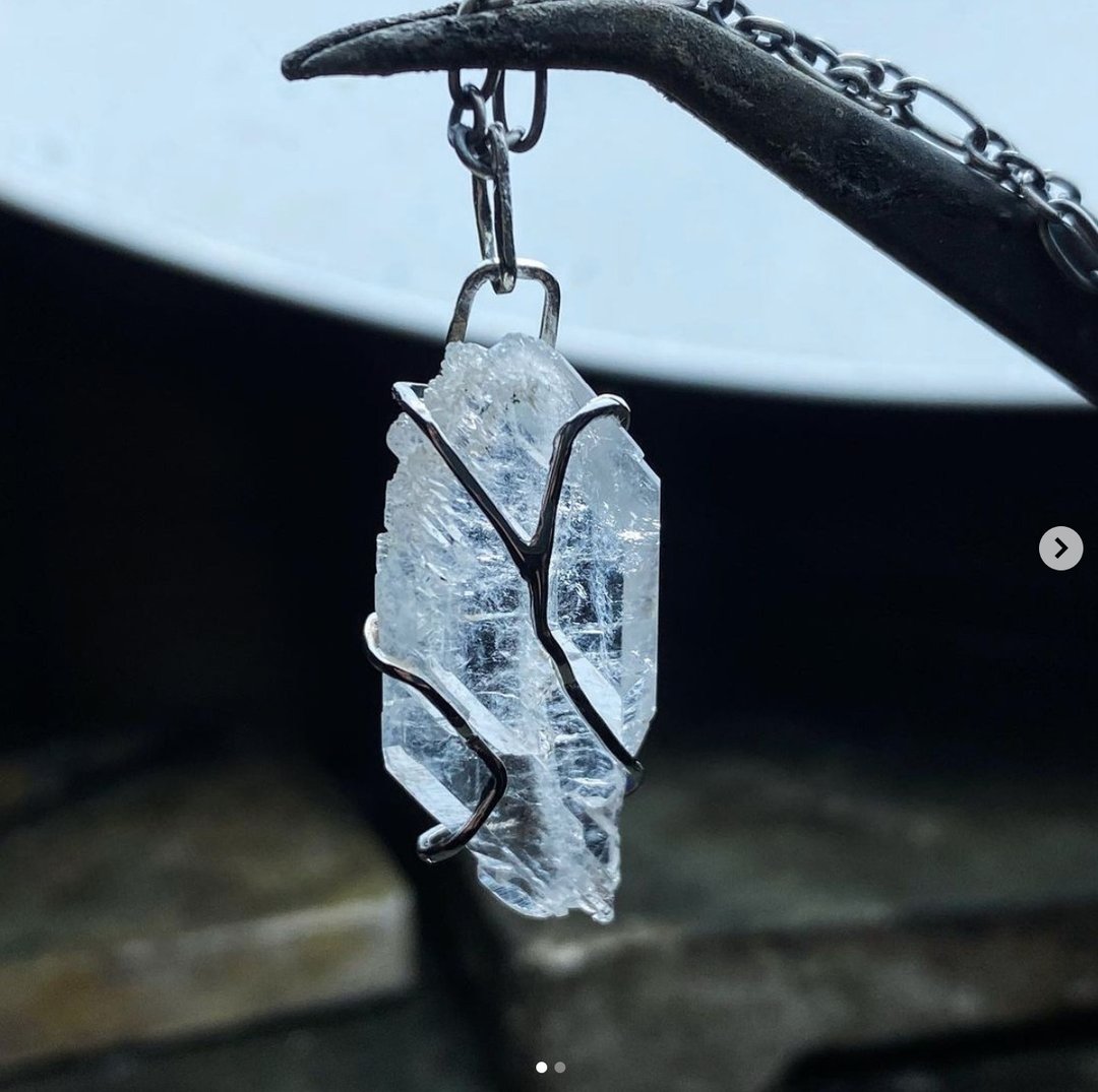 天然矿石 / 缝合水晶 / 白水晶原矿  /水晶项链 - 项链 - 水晶 银色