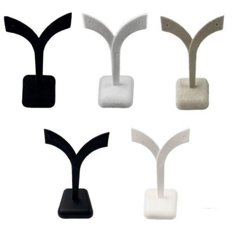 Earring stand Y shape L - 收纳用品 - 真皮 黑色