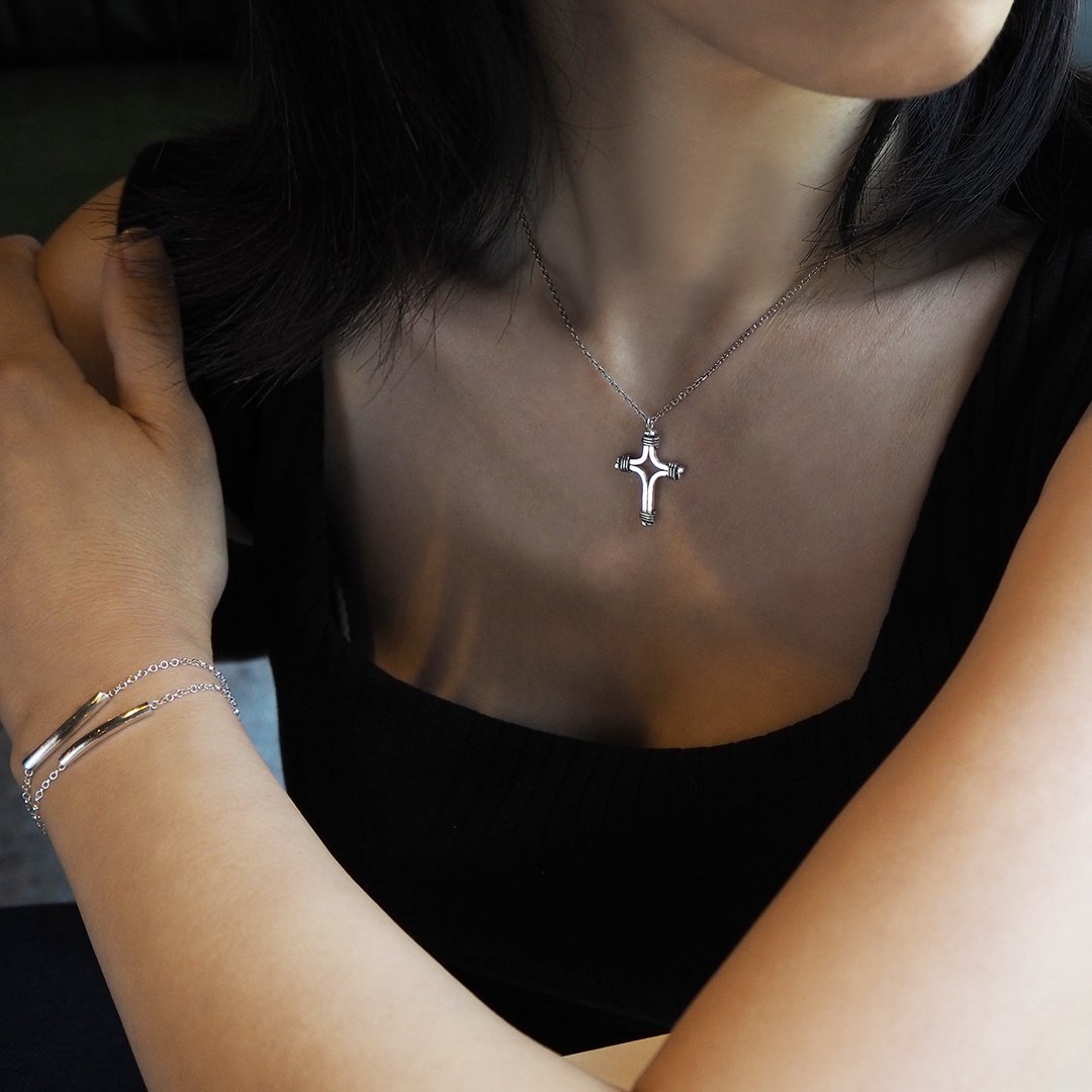 cross df necklace_十字架df项链 925银 限量 设计师 订制 珠宝 - 项链 - 银 银色
