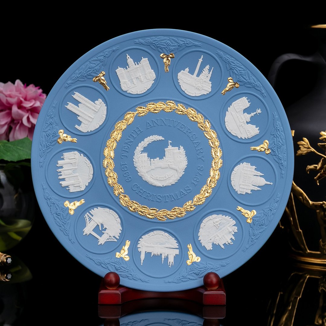 Wedgwood 1978英伦十周年纪念浮雕碧玉圣诞年度瓷盘 - 墙贴/壁贴 - 瓷 