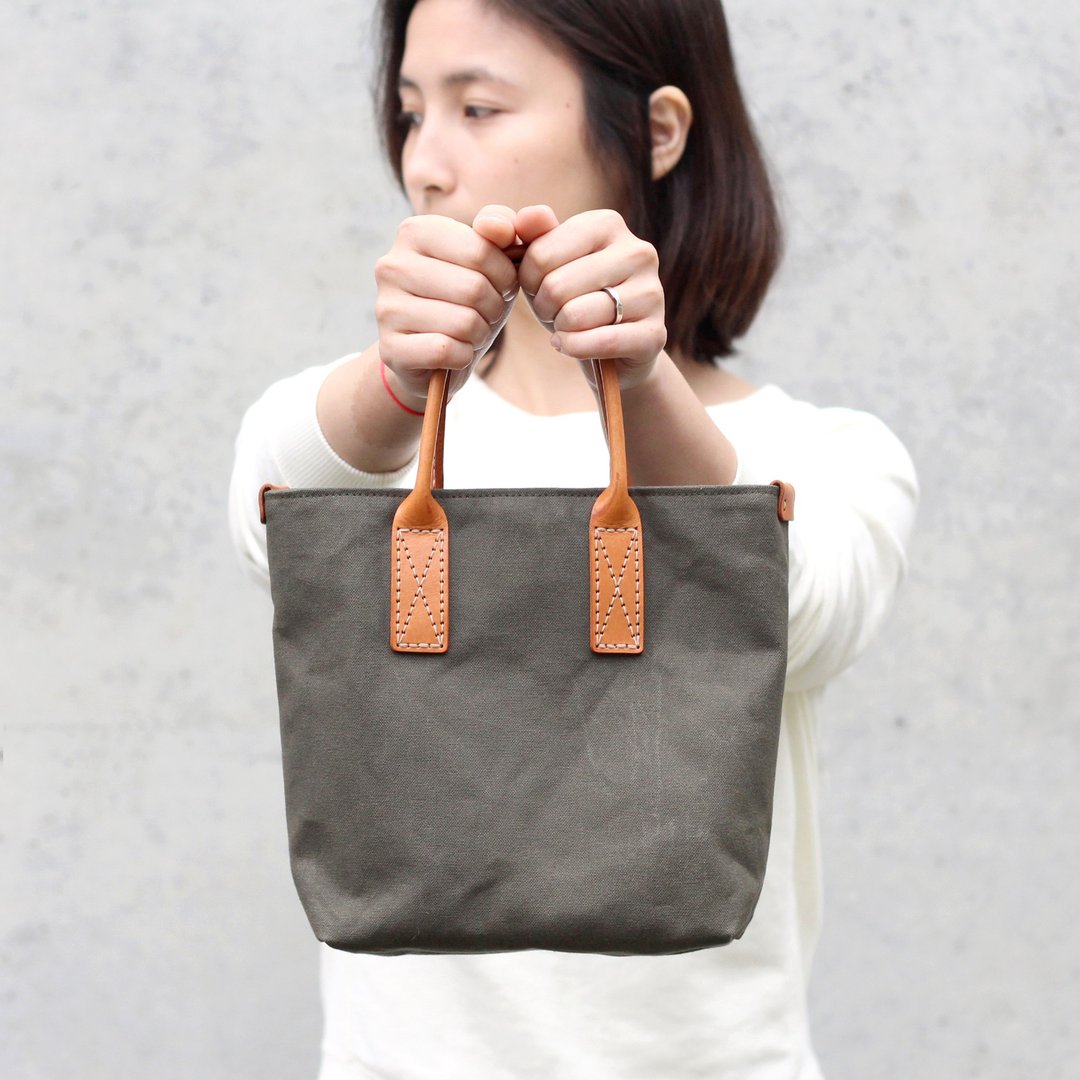 随身小包 tote / 手提包 / 日本帆布 -  橄榄绿 - 手拿包 - 棉 绿色