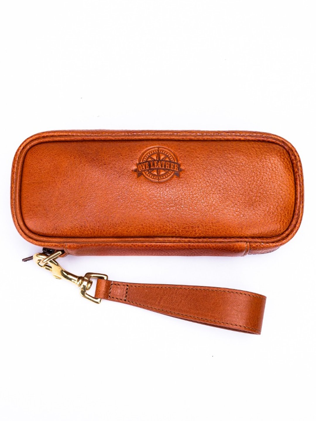 牛皮烟斗包双斗收纳包真皮实用带手挽款便携烟具one leather 一皮 - 收纳用品 - 真皮 橘色