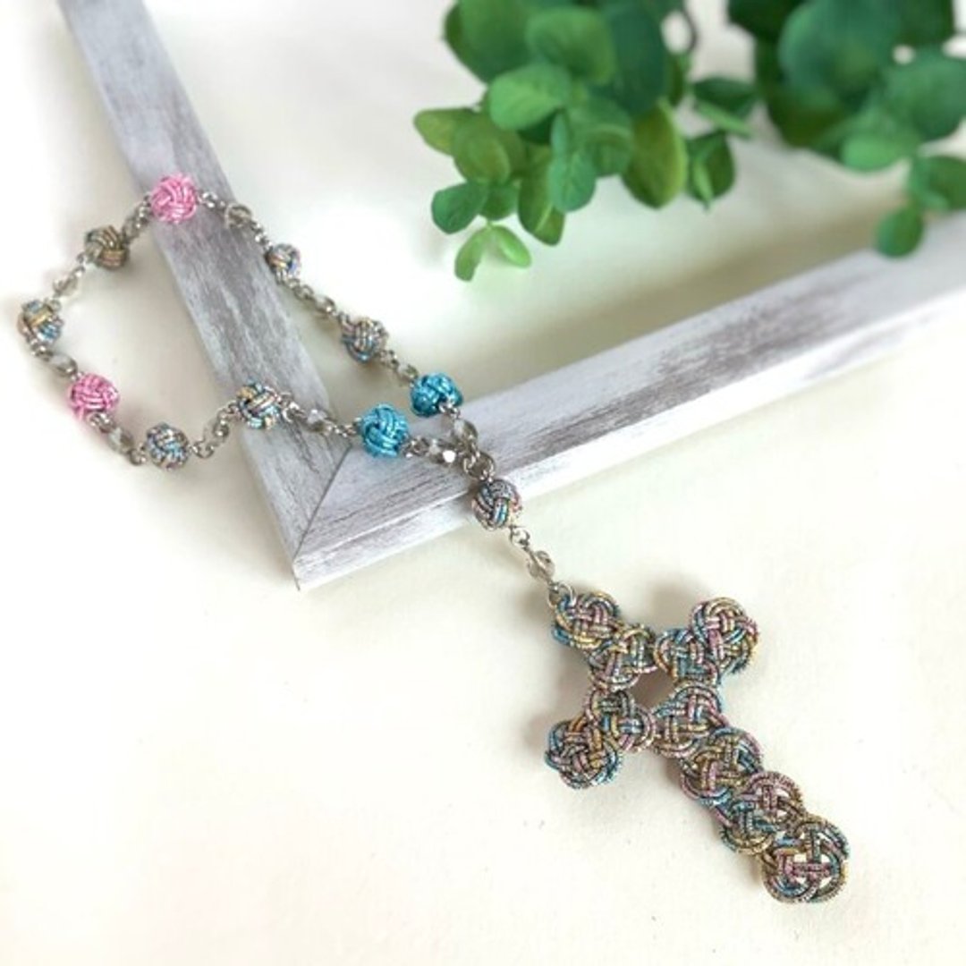 Mini Rosary Mizuhiki Cross Cross Nanairo Rainbow - 其他 - 其他材质 多色