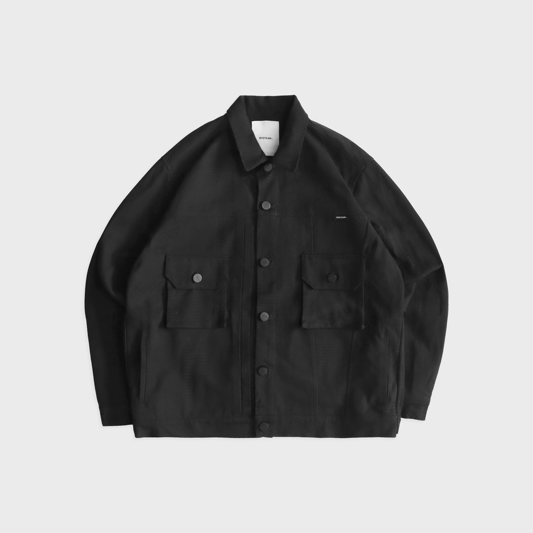 DYCTEAM - Stitching Logo pattern jacquard jacket - 男装外套 - 棉．麻 黑色