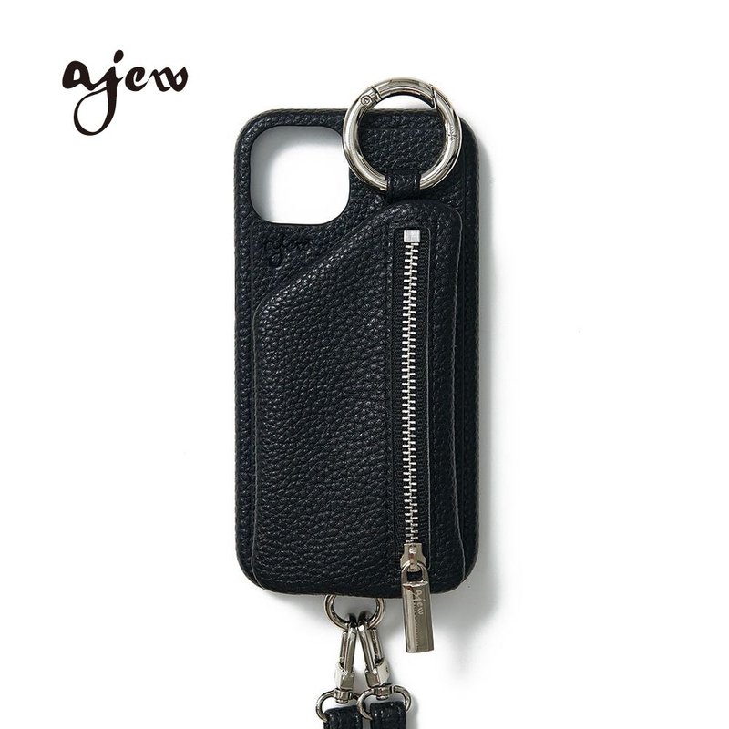 ajew cadenas 经典款拉链口袋手机壳 / black(含背带) - 手机壳/手机套 - 人造皮革 黑色