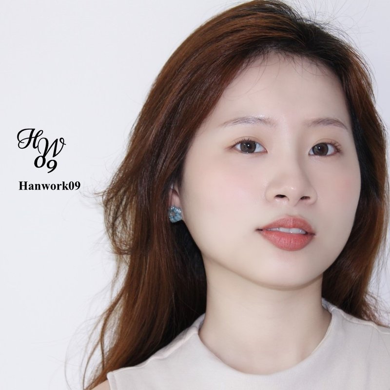 品牌纯手工/干燥花耳环:小蓝花 (耳针/耳勾/耳夹) - 耳环/耳夹 - 植物．花 蓝色