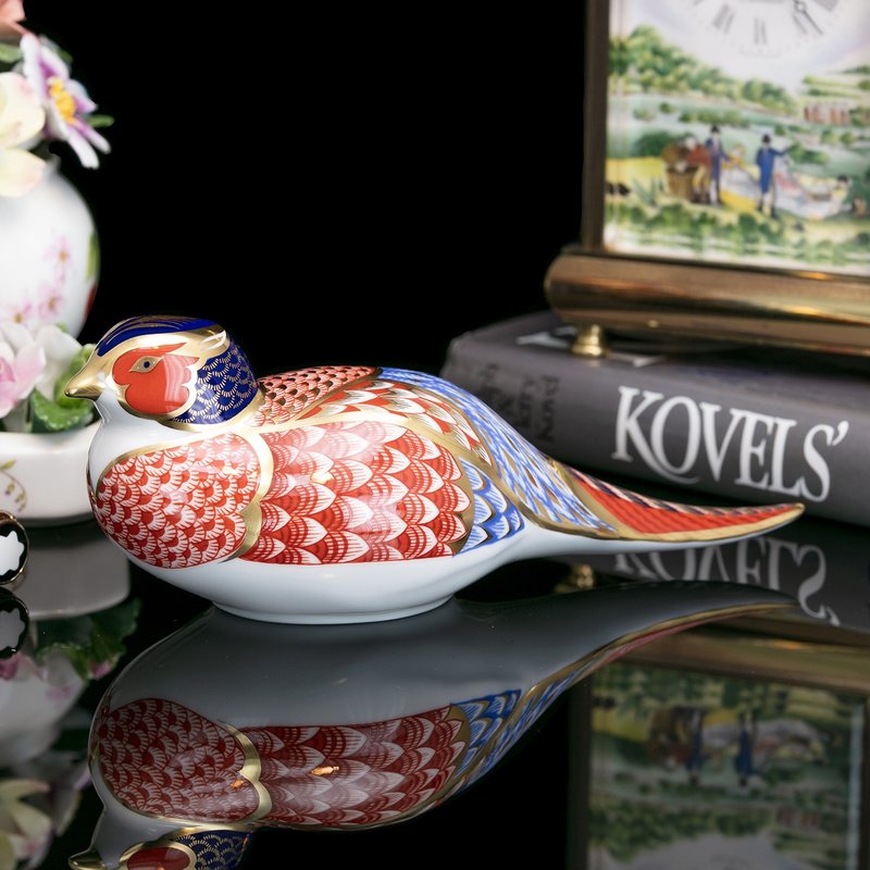 英国制Royal Crown Derby 1998华丽长尾雉鸟伊万里纸镇摆饰 - 摆饰 - 瓷 