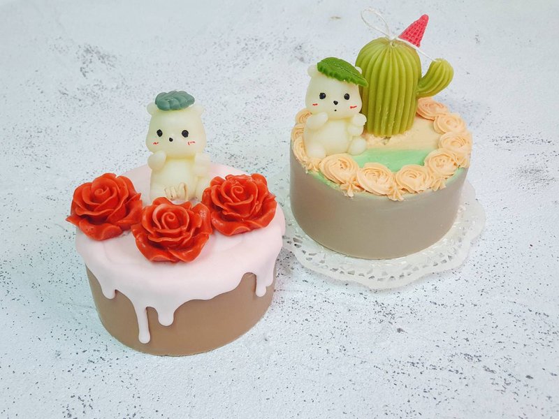 【玫好一天/元气小仙肉】蜡烛材料包/蛋糕蜡烛/可完成四寸蛋1入 - 蜡烛/香氛/手工皂 - 蜡 粉红色