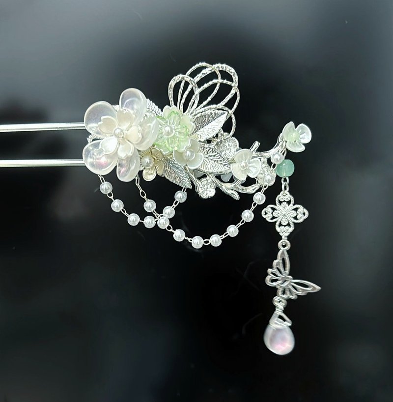 春意绽然 发簪 民国 旗袍 珍珠 颜色可定制协商 - 发饰 - 其他金属 绿色
