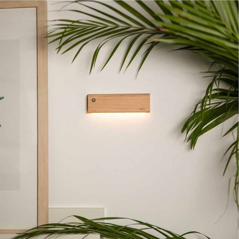 【新年礼物】香港 ZIISTLE Dot & Line 天然原木人体感应触控夜灯 - 灯具/灯饰 - 木头 橘色