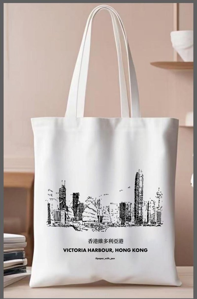 香港维多利亚港帆布袋 - 侧背包/斜挎包 - 棉．麻 