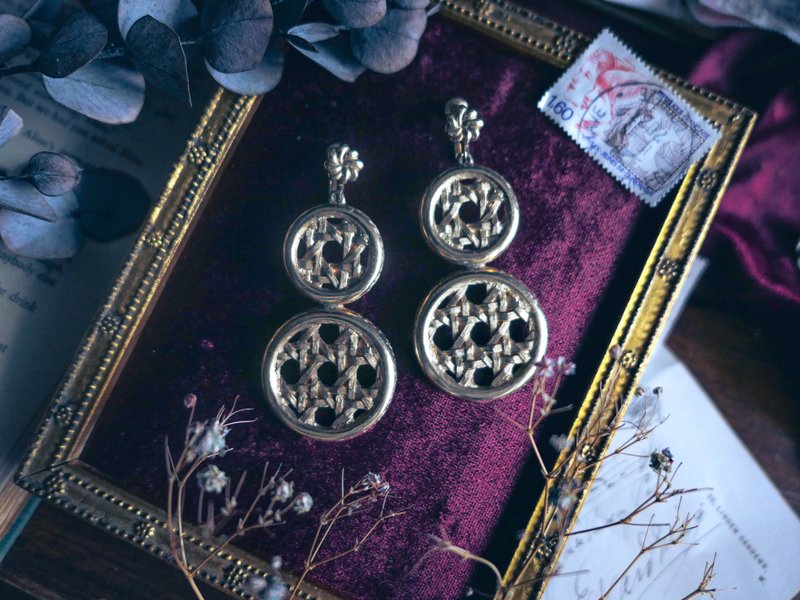 Boucher 捕梦网金属编织大耳环－美国古董首饰 Vintage Jewelry - 耳环/耳夹 - 其他金属 