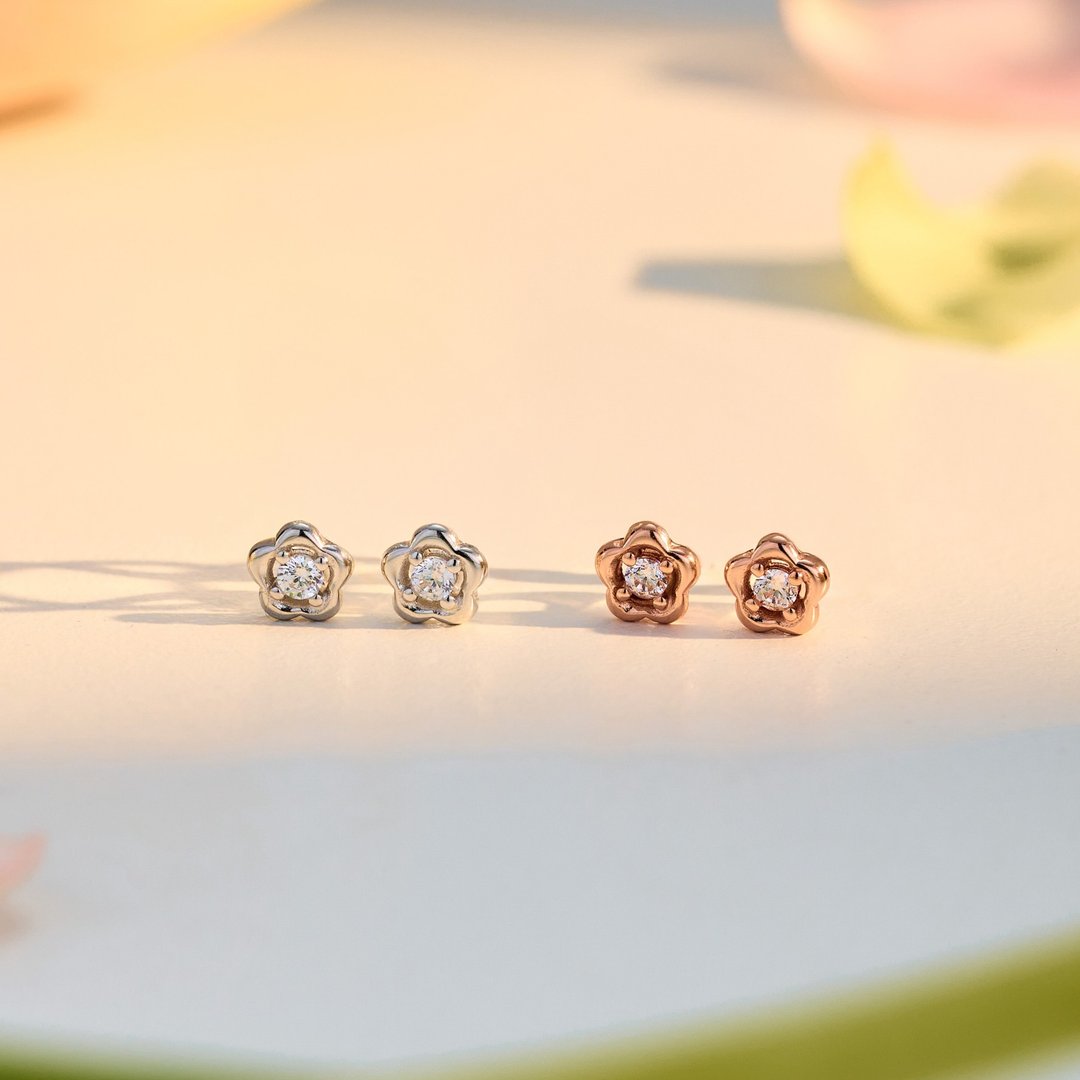 【新品】气球花 纯银耳环 可改耳夹 亲肤低敏 甜美风 - 耳环/耳夹 - 纯银 