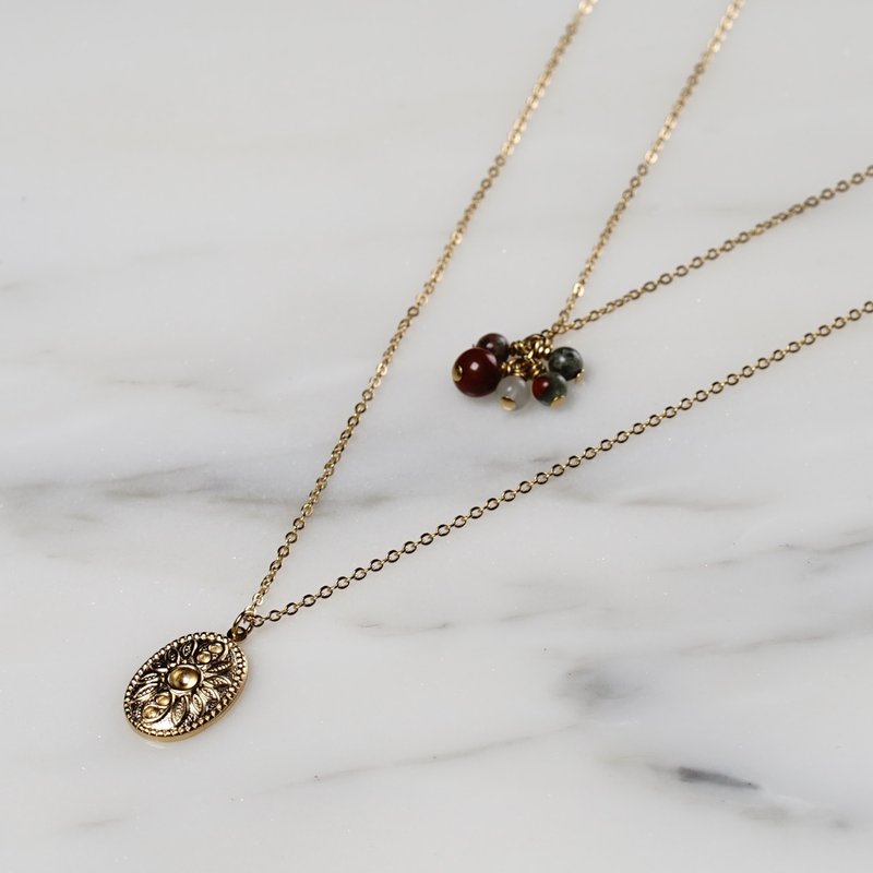 法国独立设计师 巴黎工坊匠人手作 Double AKHATÊS 项链 - 项链 - 铜/黄铜 金色