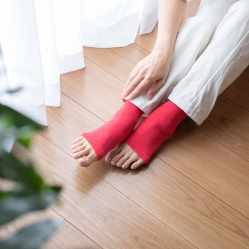 羊驼绒蚕丝短袜套 罂粟红 - 女士内衣裤 - 环保材料 红色