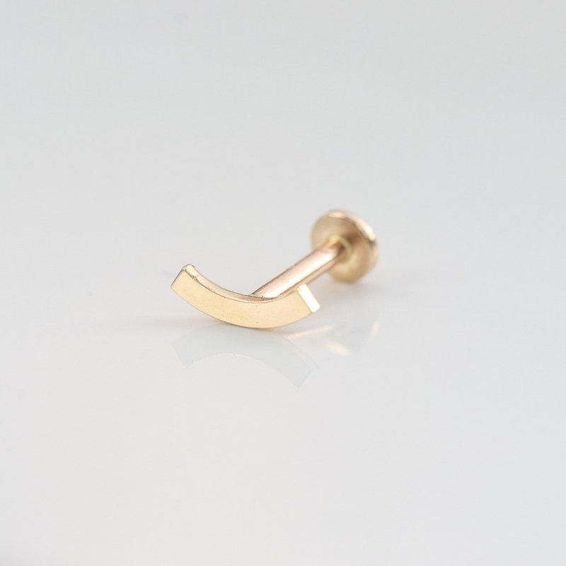 14K 微笑金锁珠耳环 (前锁 平底 圆饼) (单个)耳骨 耳窝  不褪色 - 耳环/耳夹 - 贵金属 金色